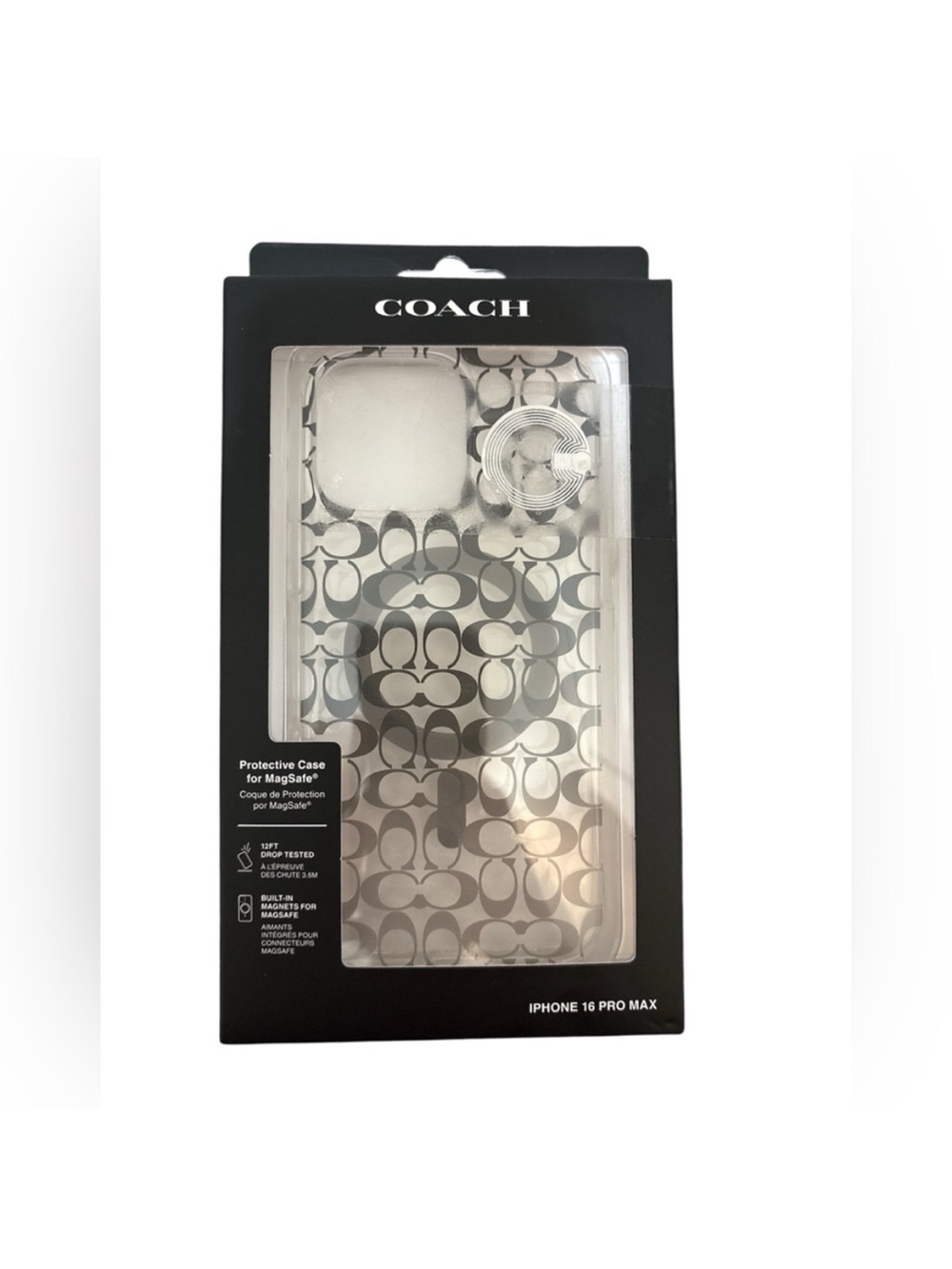 Coach Clear Signature iPhone 16 Pro Max Case with Silver Accents MagSafe NWT